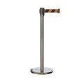 Montour Line Retractable Belt Rolling Stanchion, 2ft Sat.Steel Post  7.5ft Blk/Or ME530-SS-BOD-75